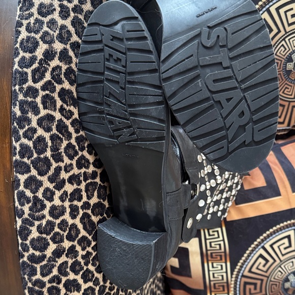 Stuart Weitzman Black Studded Moto Boots - Picture 6 of 13